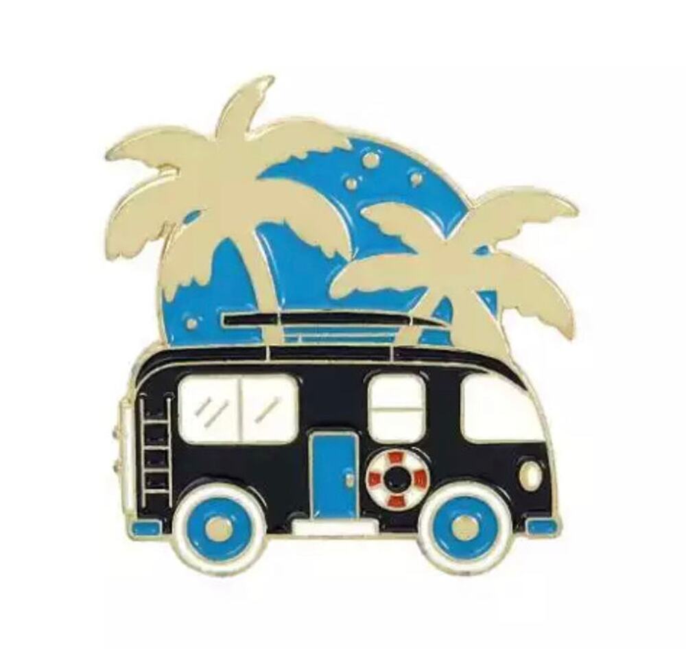 Sunset California Palm Tree and Beach Enamel Pins 396-1
